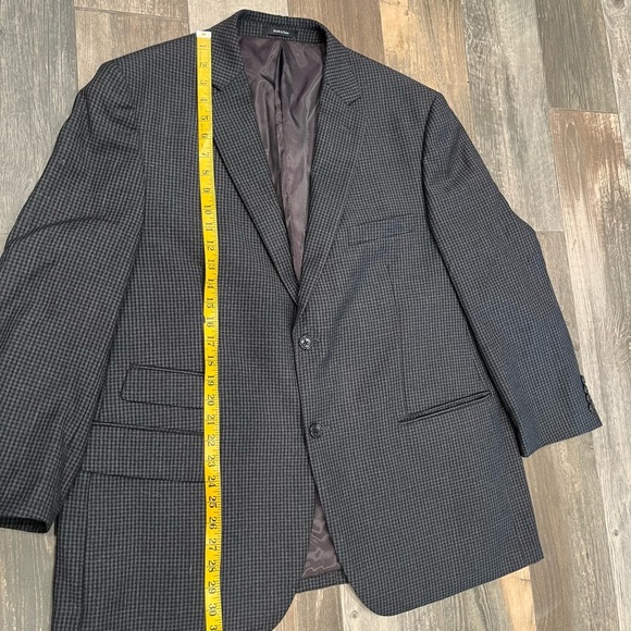 Pronto Uomo Platinum Men's 100% Wool 2 Button Black Gray Check Jacket 44 Short - Picture 6 of 11